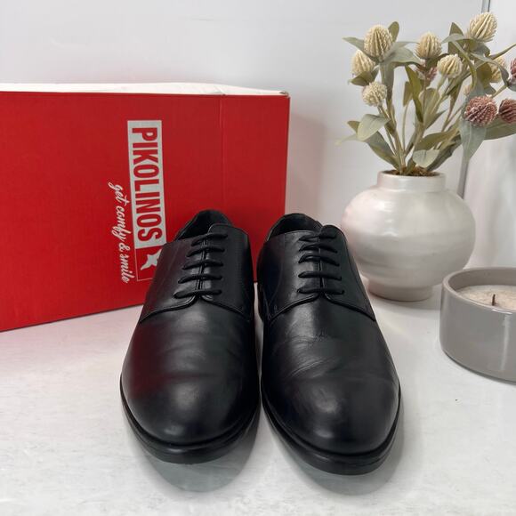 Pikolinos Bristol Oxford Leather Lace-Up Shoes Classic Black Men's 8/EU 41 - Picture 2 of 10